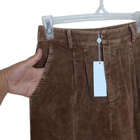 NEW SAGE THE LABEL kahlo washed cord pant in brown Size SMALL NWT - Picture 7 of 10